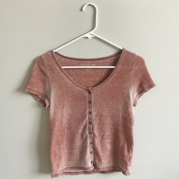 button faded waffle knit tee - Picture 2 of 3